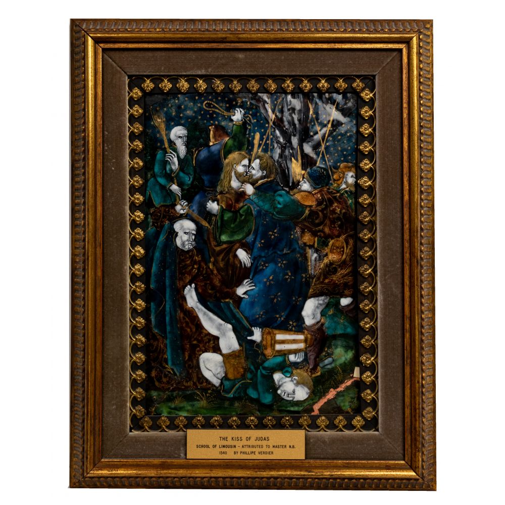 Limoges 'The Kiss of Judas' Painted Enamel Plaque