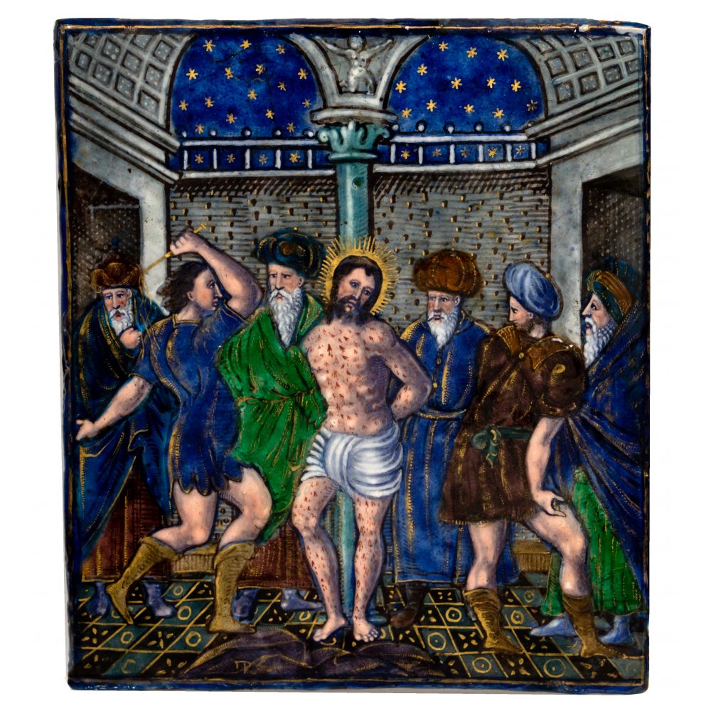 Limoges 'The Scourging of Christ' Painted Enamel Plaque