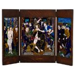 Limoges 'Passion of Christ' Painted Enamel Triptych