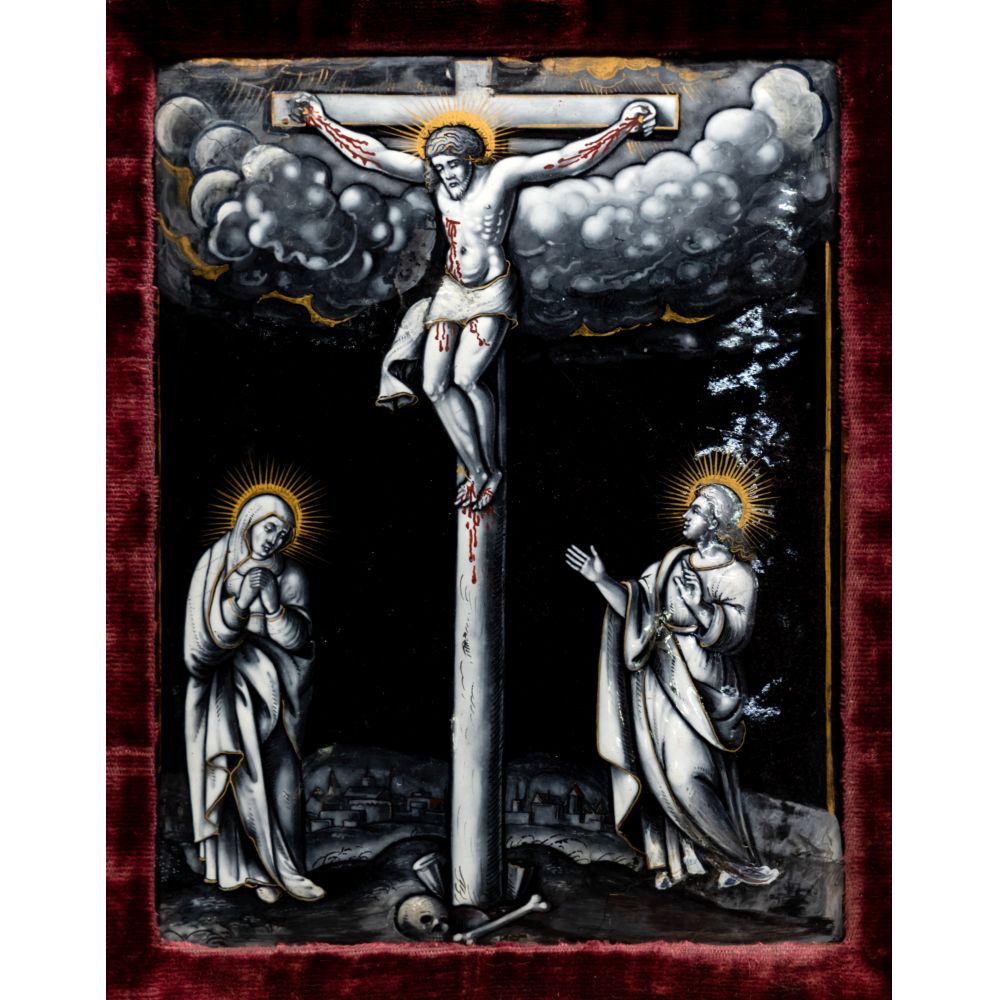 Limoges 'Crucifixion' Painted Enamel Plaque - Image 2 of 4