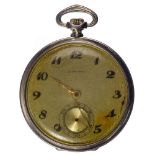 Longines 18k White Gold Open Face Pocket Watch