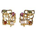 18k Yellow Gold and Semi-Precious Gemstone Clip-on Earrings