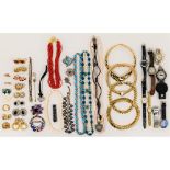 Gold, Sterling Silver and Costume Jewelry and Wristwatch Assortment