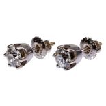 14k White Gold and Diamond Stud Earrings