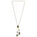 14k Yellow Gold and Turquoise Lariat Necklace