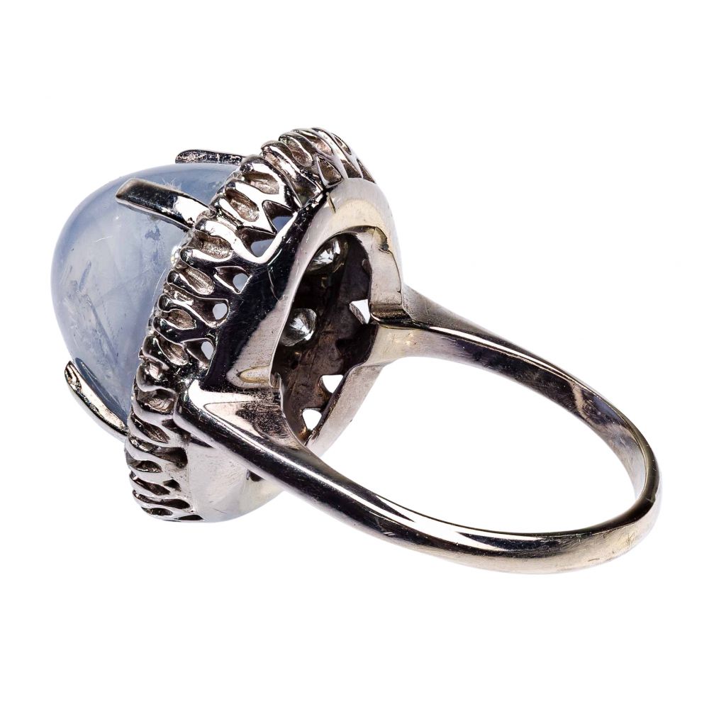 14k White Gold, Pale Blue Star Sapphire and Diamond Ring - Image 2 of 2