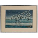 Kawase Hasui (Japanese, 1883-1957) 'Snow at Hinuma Swamp, Mito' Ukiyo-E Print