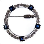 14k White Gold, Sapphire and Diamond Brooch