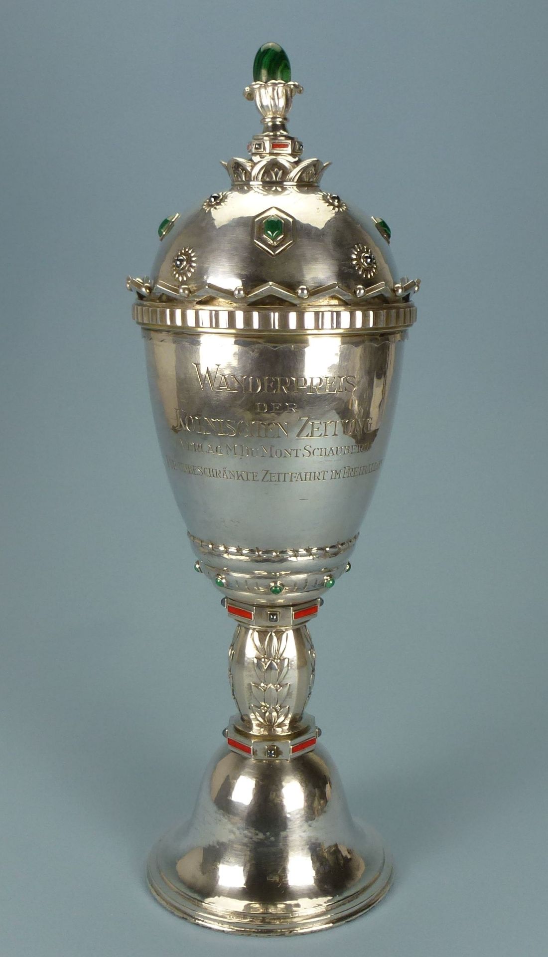 Ballonfahrt-Pokal, Gabriel Hermeling, Köln um 1910, 800er Silber - Bild 2 aus 8