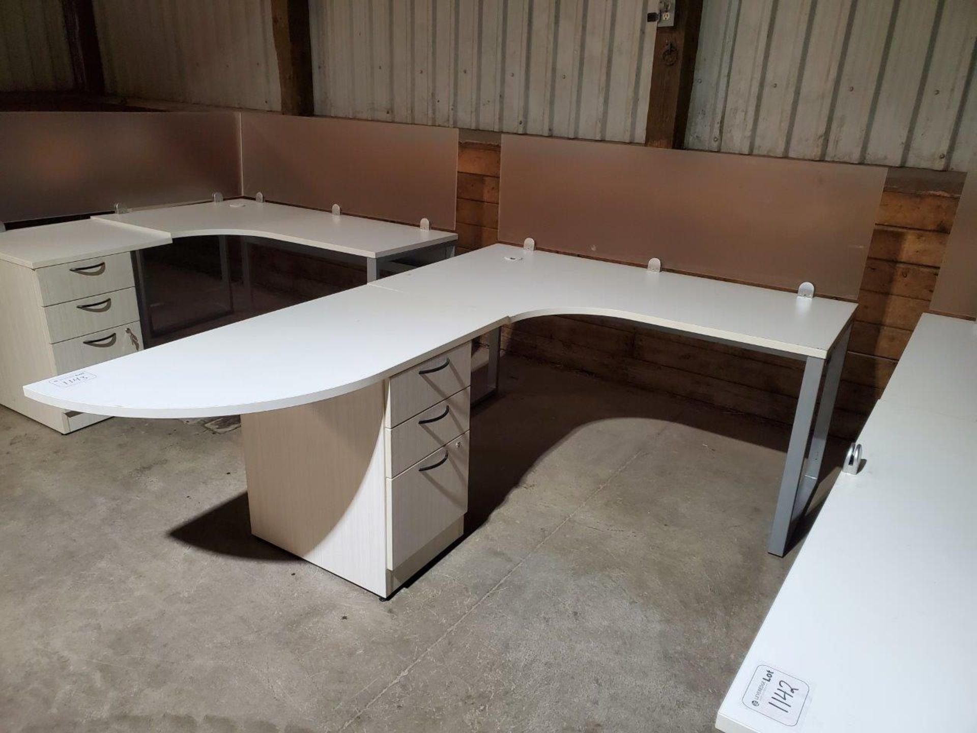 L-Shaped Desk w/ 3 Drawer Pedestal 5'x7'