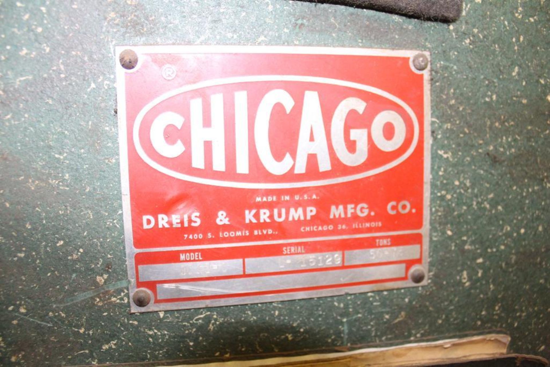 Dreis & Krump Chicago Model 1012-C, 50-75 Ton x 12' Mechanical Press Brake - Image 6 of 6