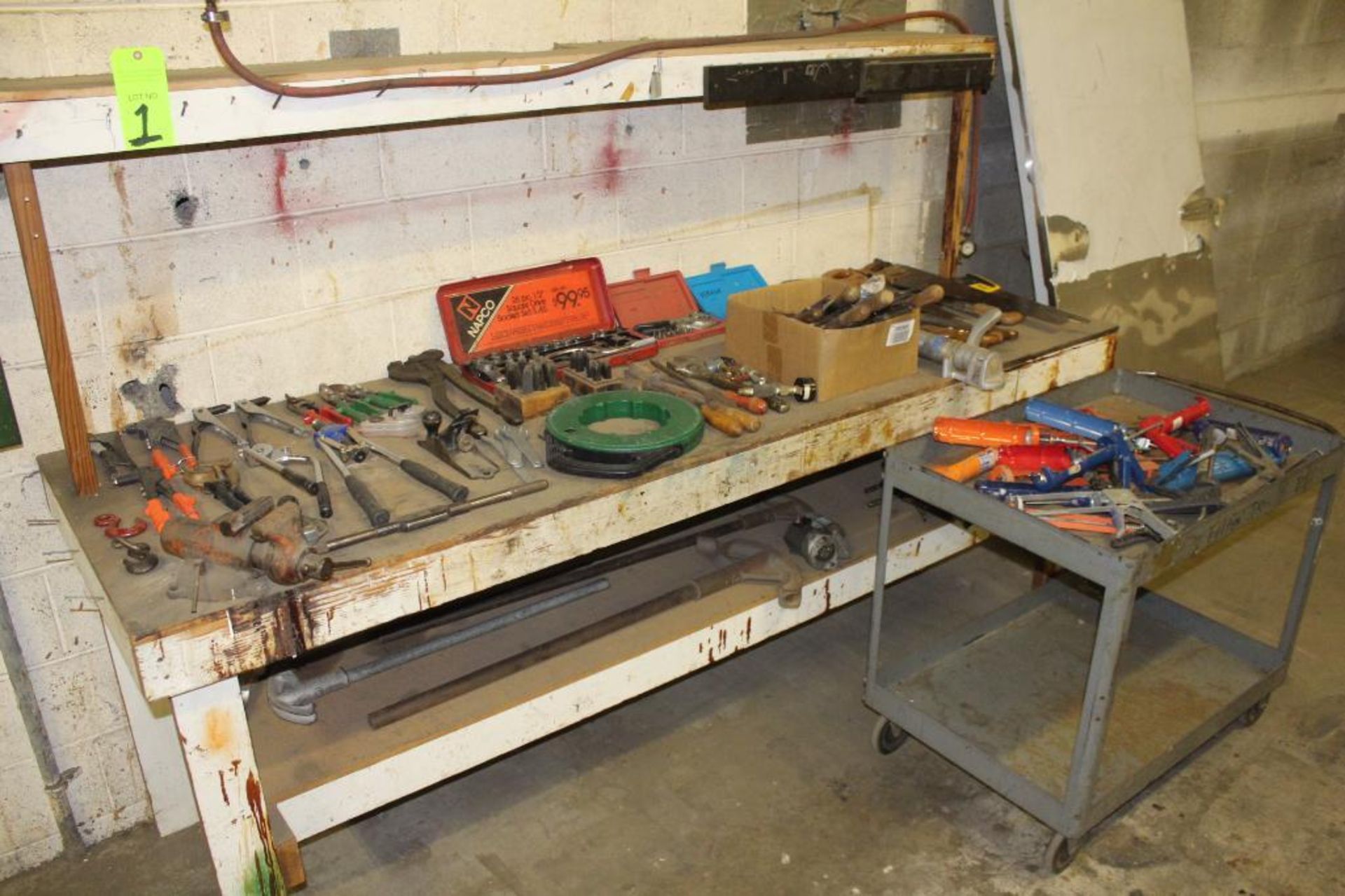 Workbench w/ Vise & Assorted Hand Tools