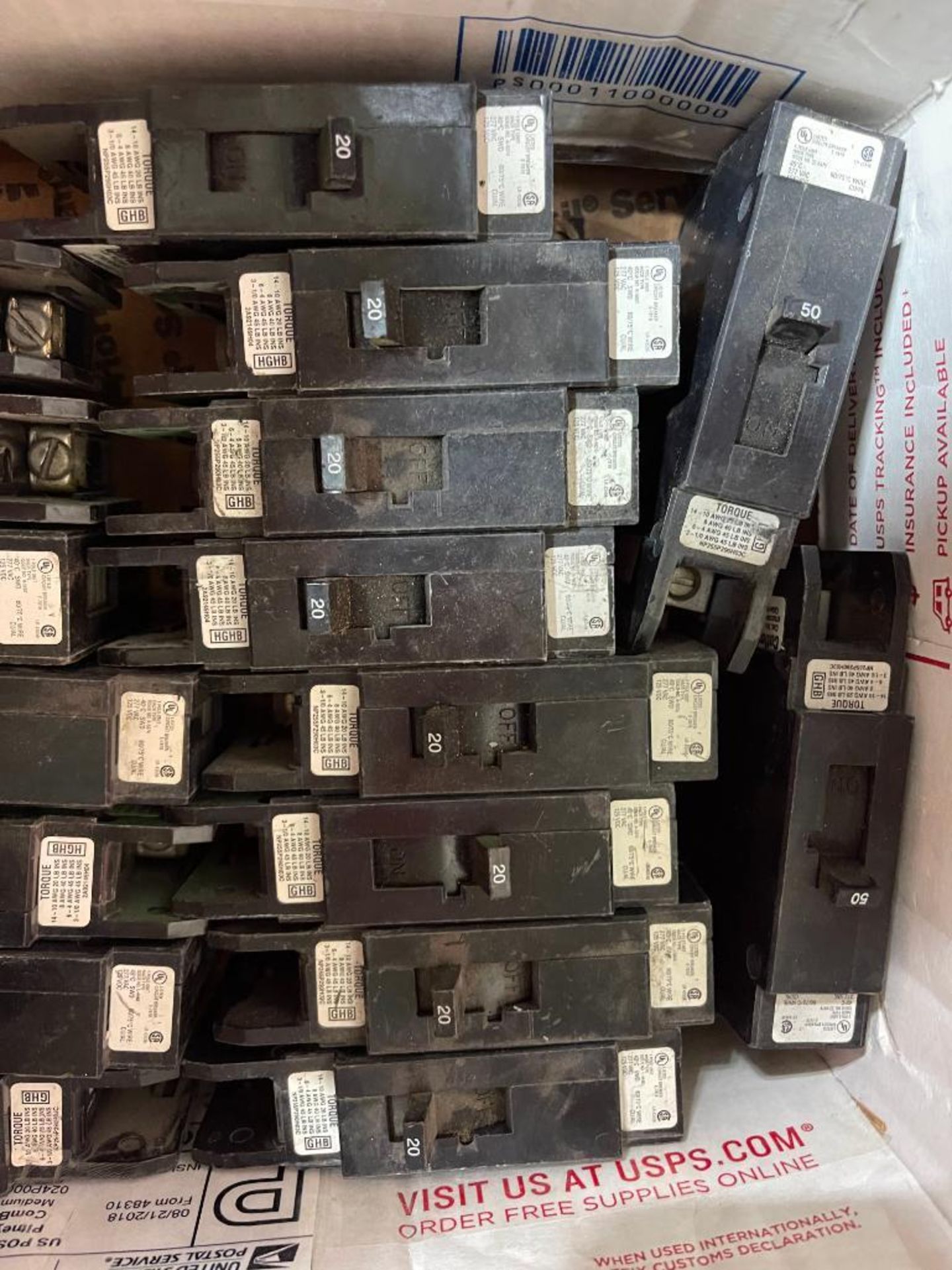 Lot of 19 Cutler Hammer GHB Single Pole Circuit Breaker 17-20Amp 2-50Amp - Image 3 of 3