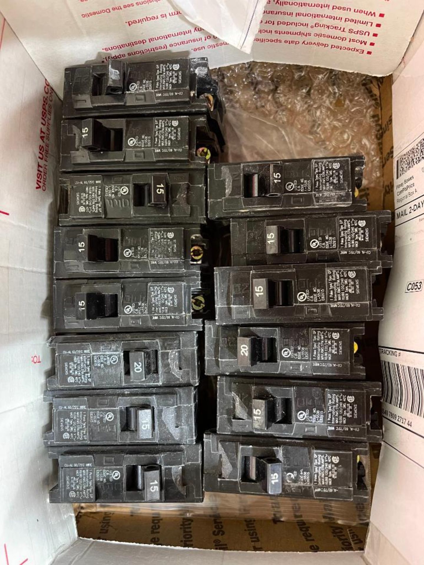 Lot of Siemens Type QP Single Pole Circuit Breakers