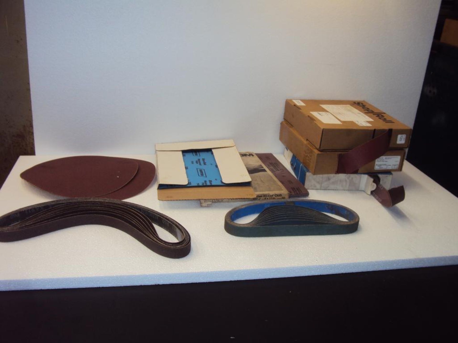 Assorted Sandpaper, Belts and Discs