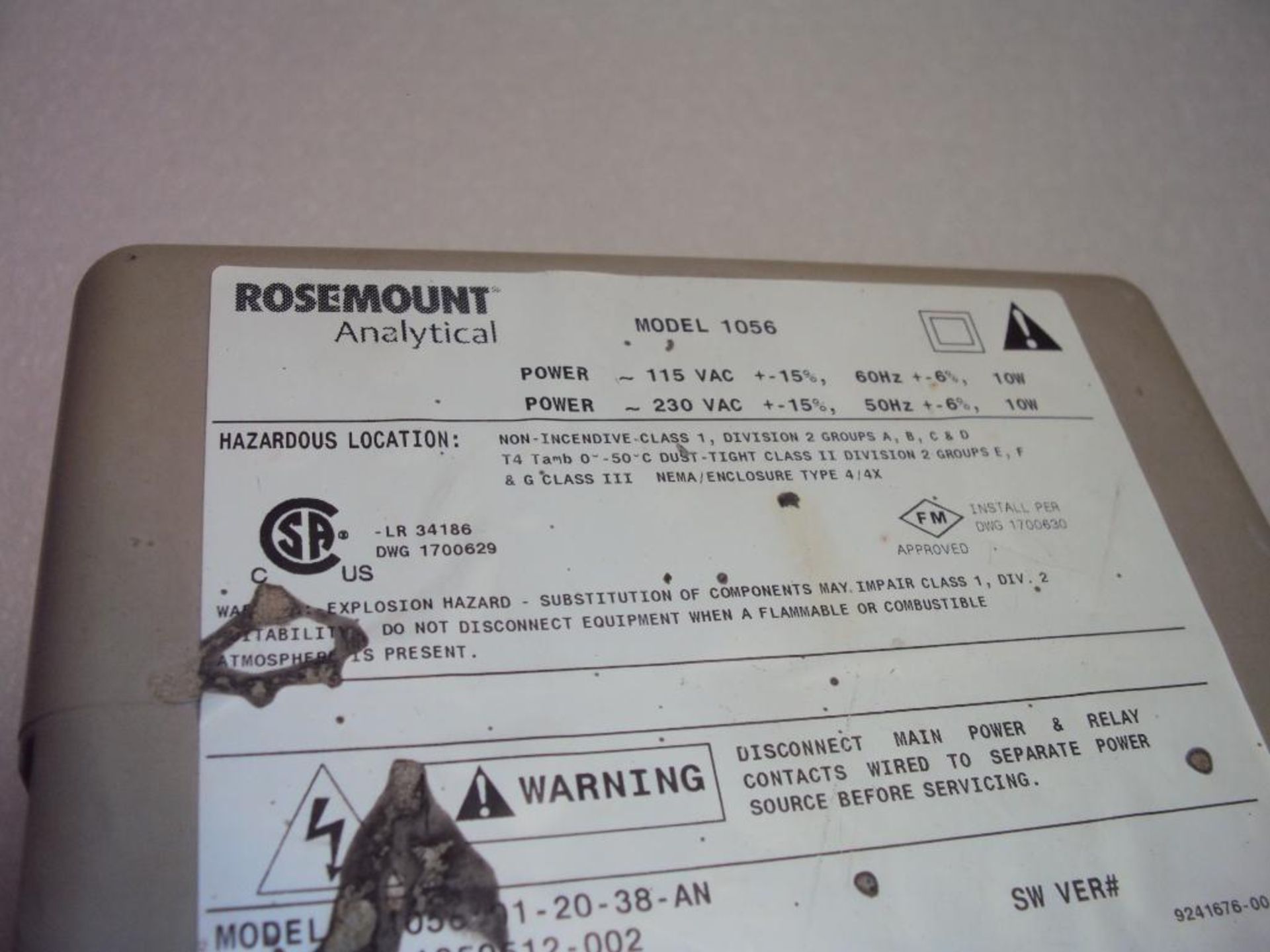 Rosemount 1056-01-20-38-AN Analyzer Transmitter - Image 3 of 4