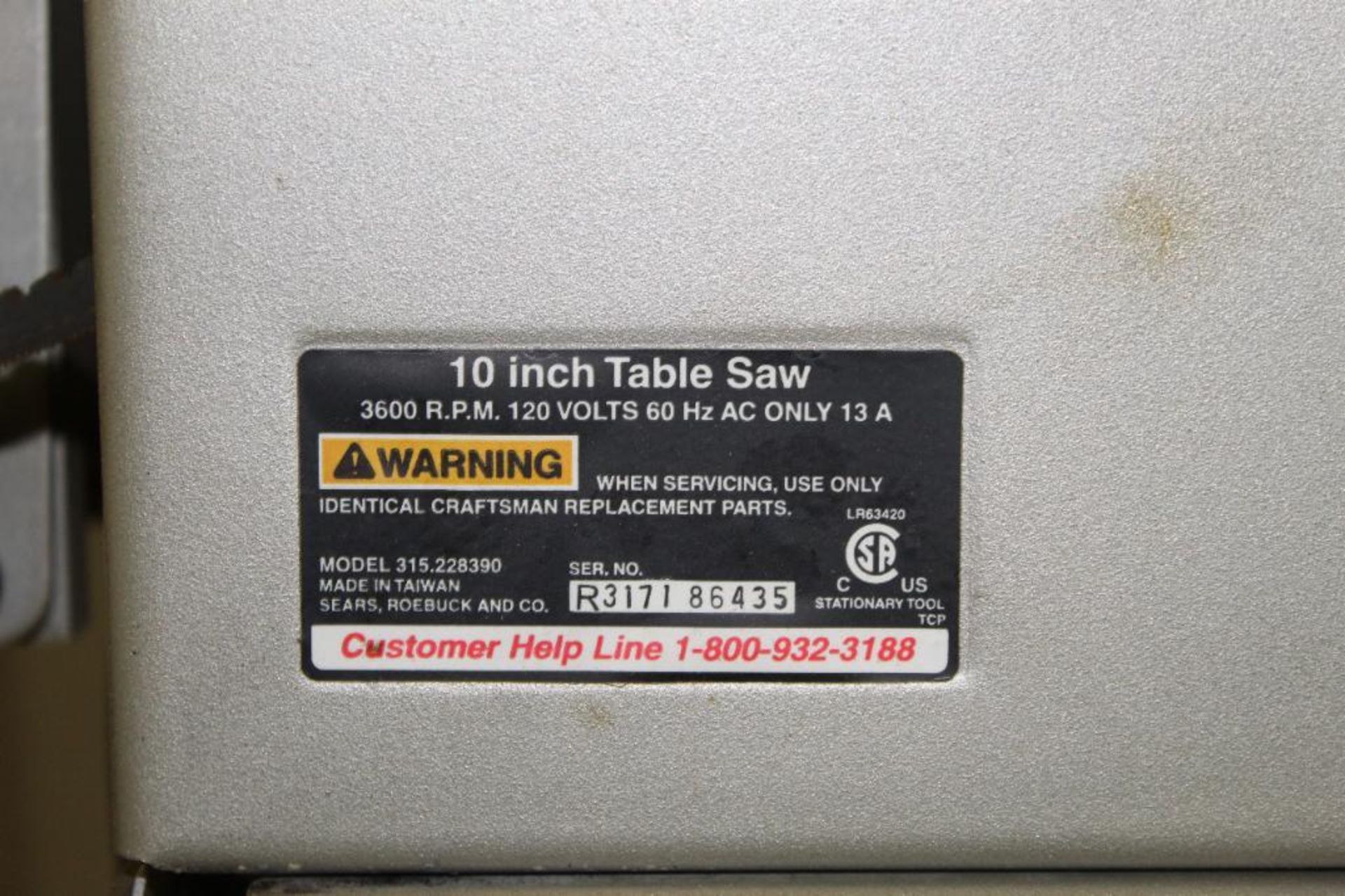 Craftsman 10" Table Saw - Image 4 of 4