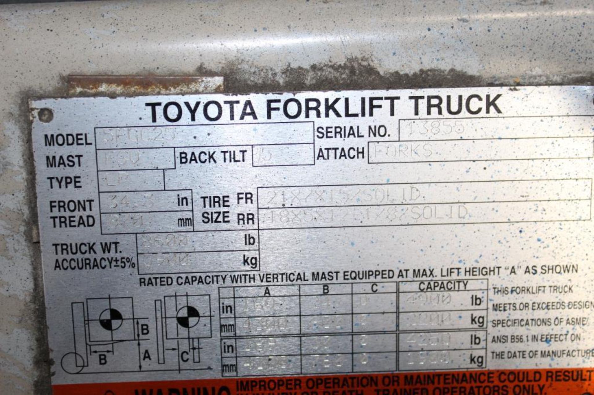 Toyota 4900 Capacity Lift Truck - Delayed Removal - Image 9 of 9