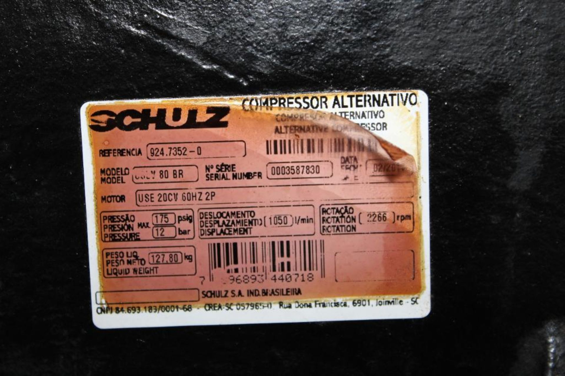 Schultz Air Compresson - Image 2 of 2