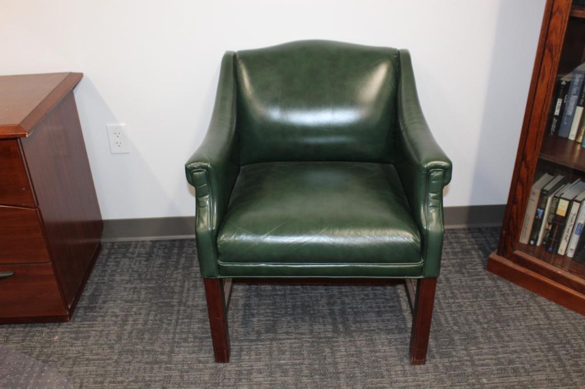 Green Leather Couch & Chair - Image 2 of 2