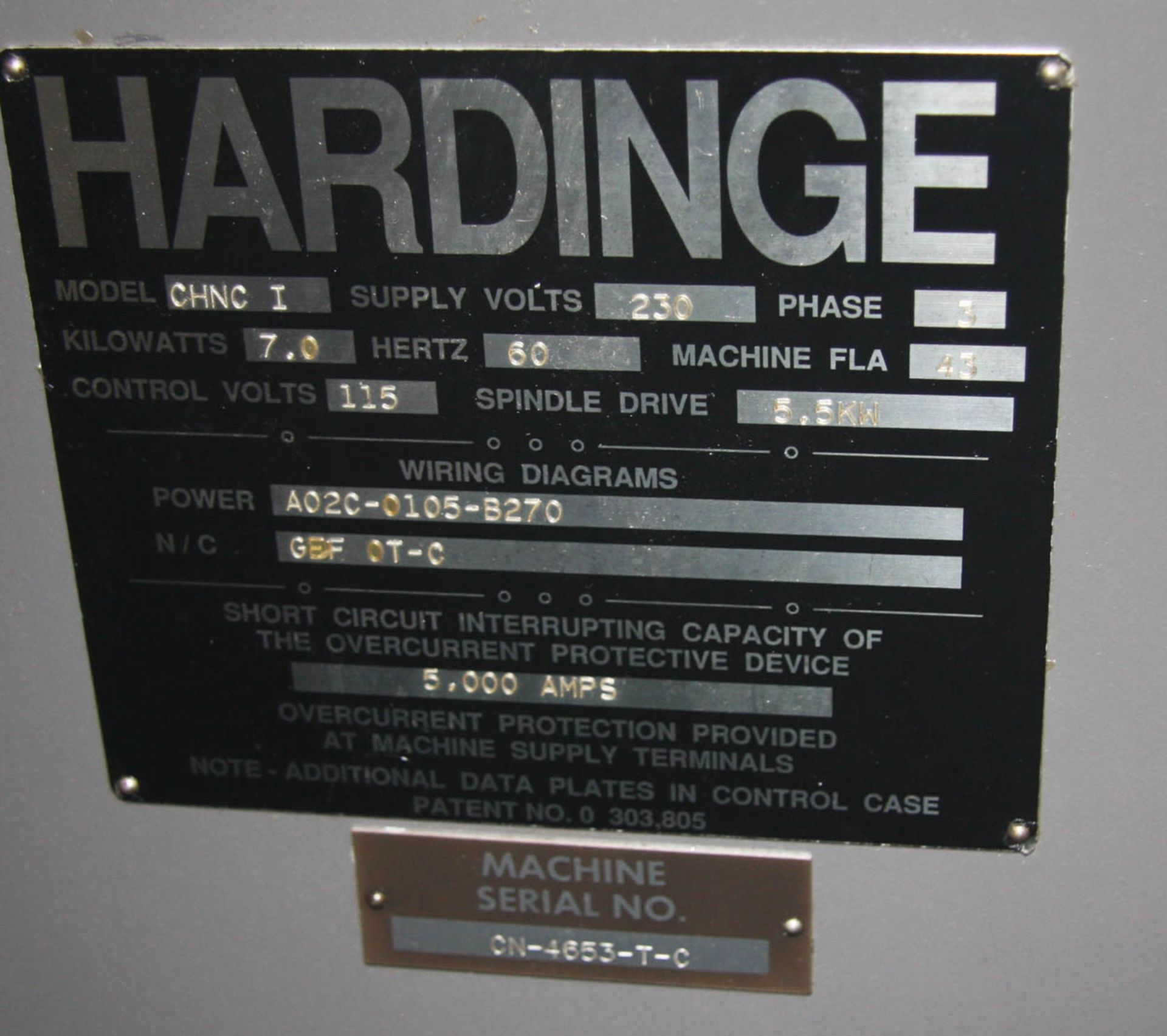 Hardinge CHNC-I CNC Chucker, GE/Fanuc O-T Control, Collet Nose, Turret, Harmatic Six/Sameca QS4 Barf - Image 3 of 13