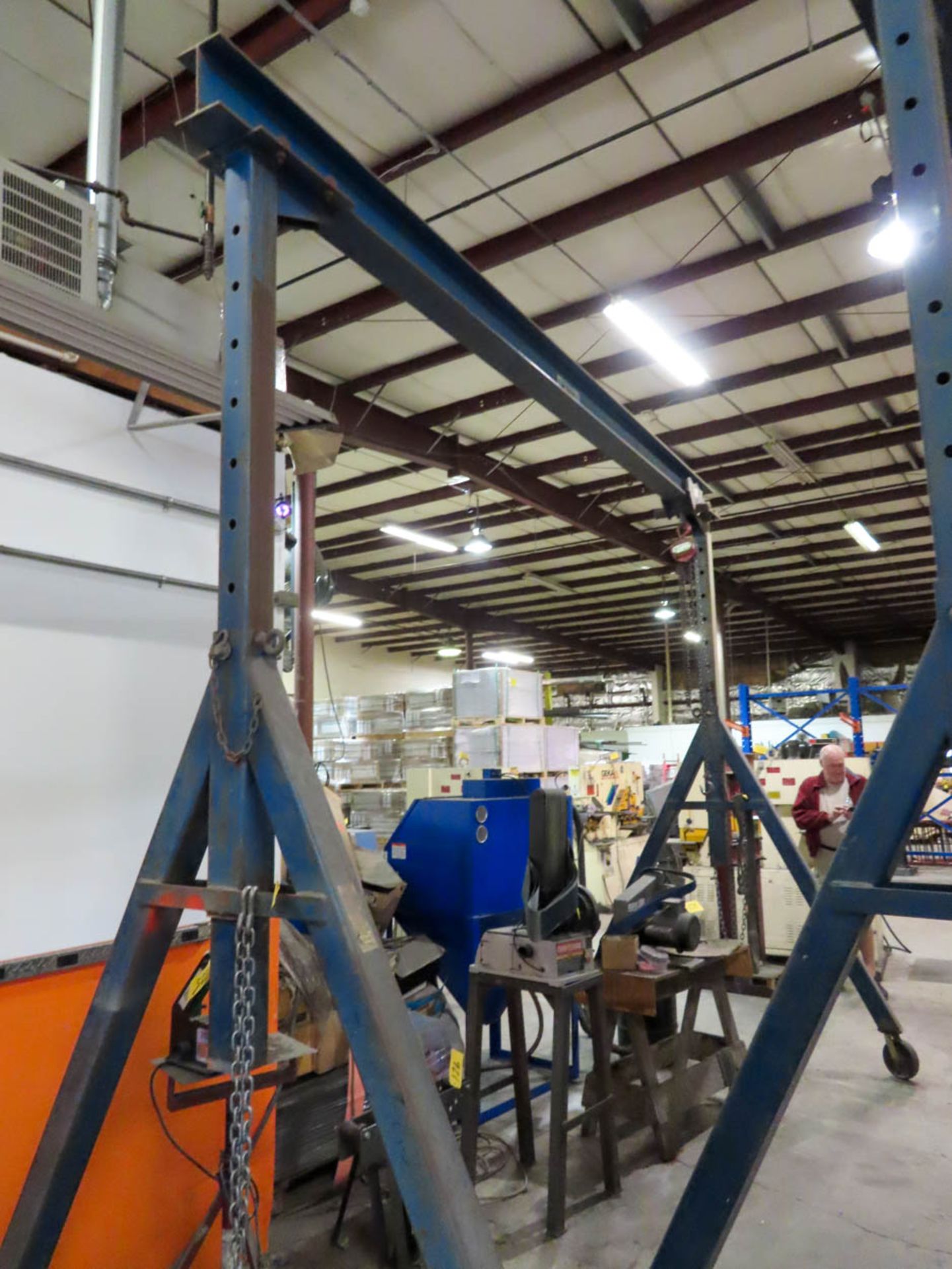 4000# "A" Frame Gantry With 1-Ton Chain Hoist 160" Between Uprights - Image 2 of 3