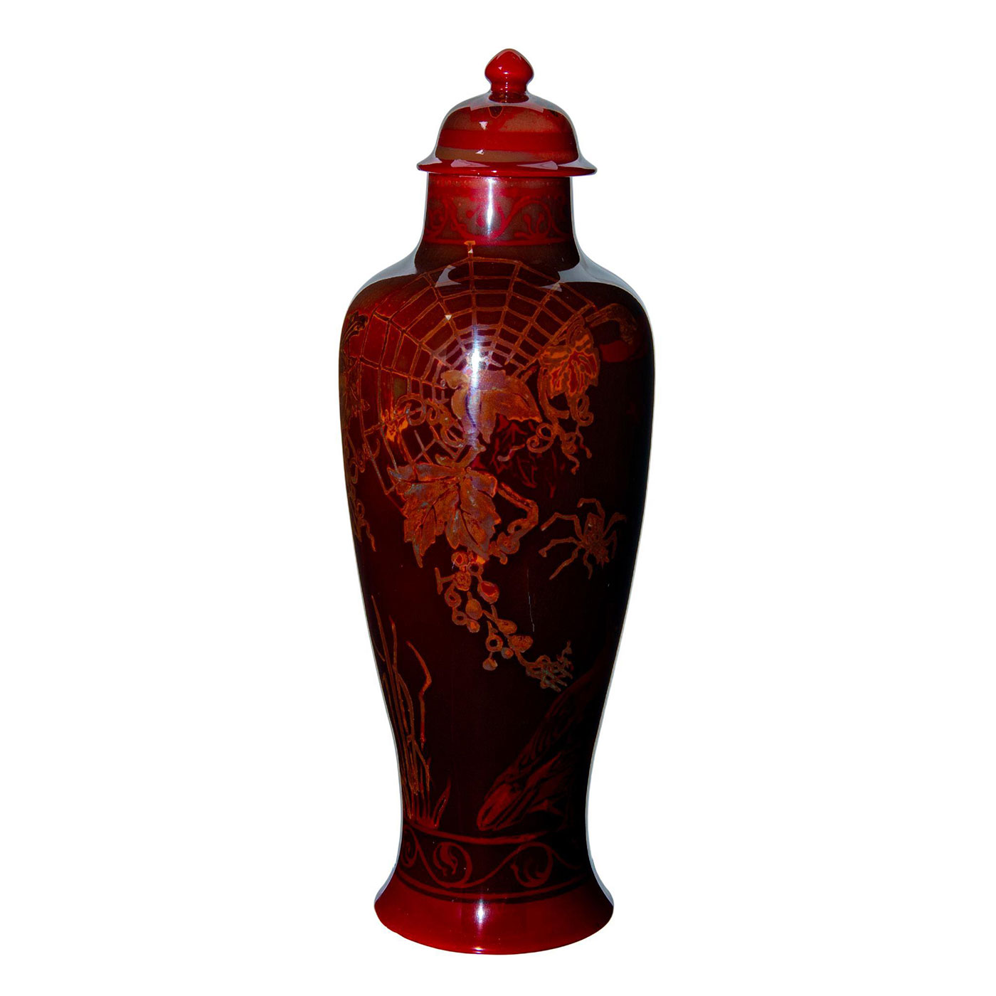 Bernard Moore Flambe Pottery Lidded Vase - Image 5 of 6