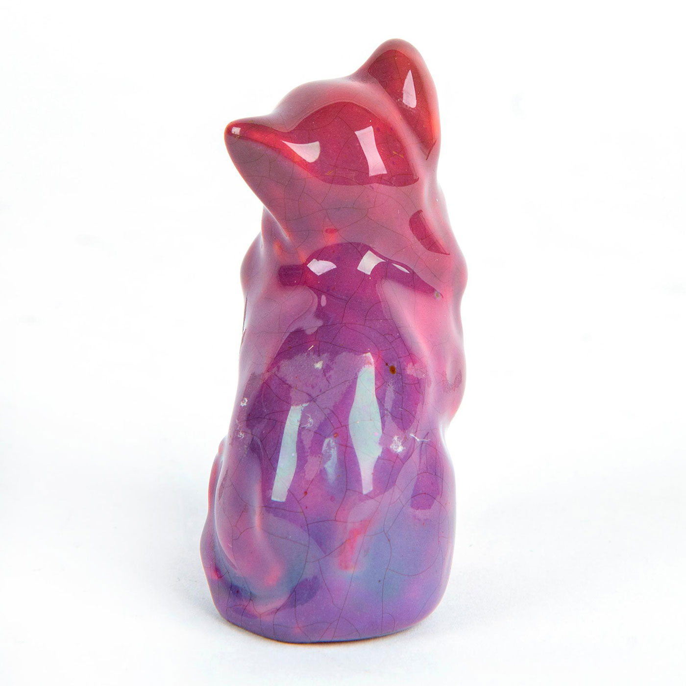 Rare Bernard Moore Flambe Mini Figurine, Cat with Glass Eyes - Image 3 of 4