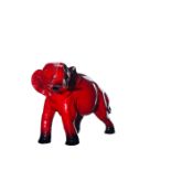 Md Royal Doulton Flambe Figure, Elephant, Trunk In Salute