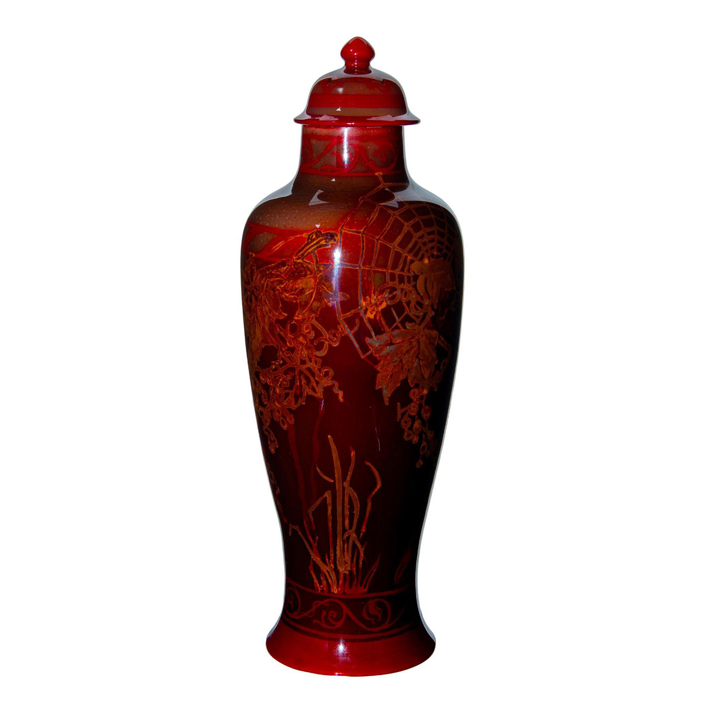 Bernard Moore Flambe Pottery Lidded Vase - Image 4 of 6