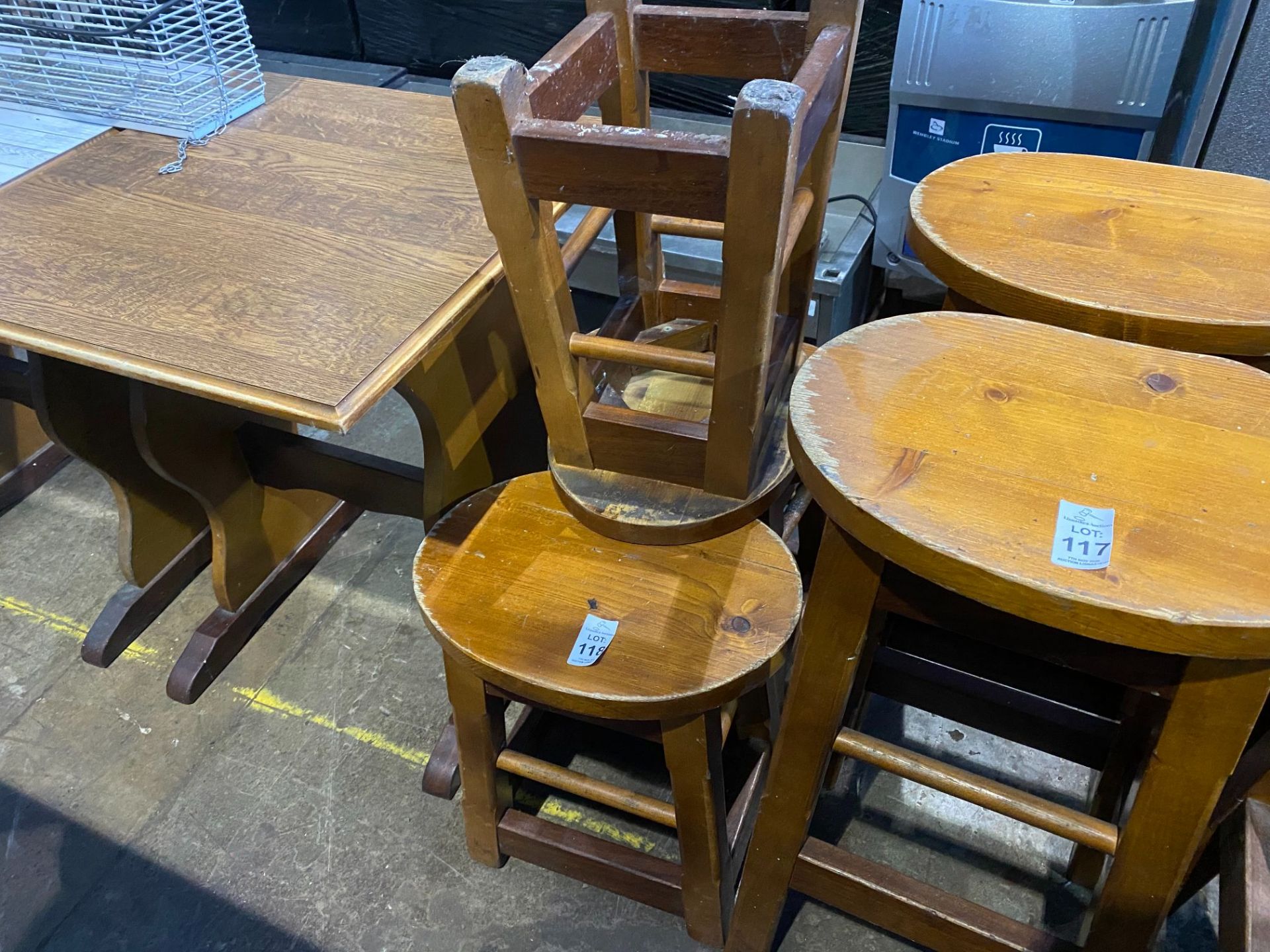 3X SMALL PINE STOOLS