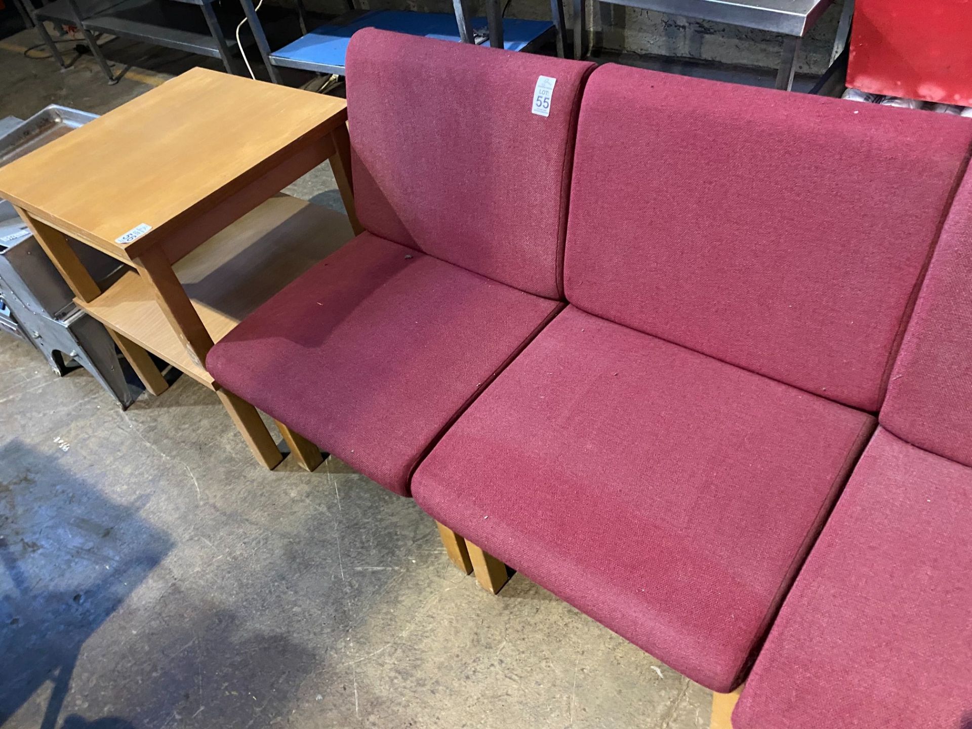 2X PINE FABRIC WAITING ROOM CHAIRS