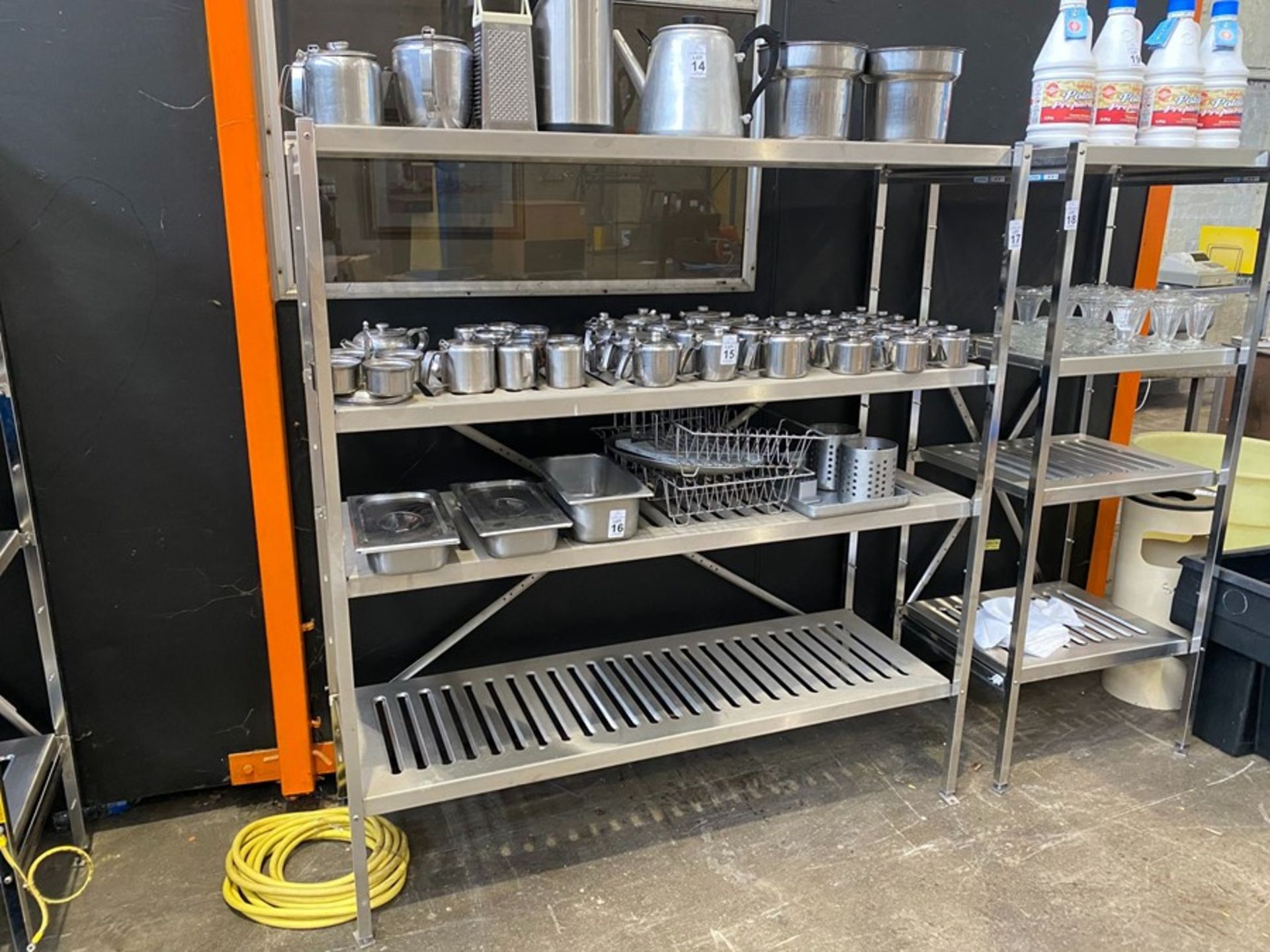 LARGE STAINLESS STEEL 4 TIER CATERING SHELVING UNIT