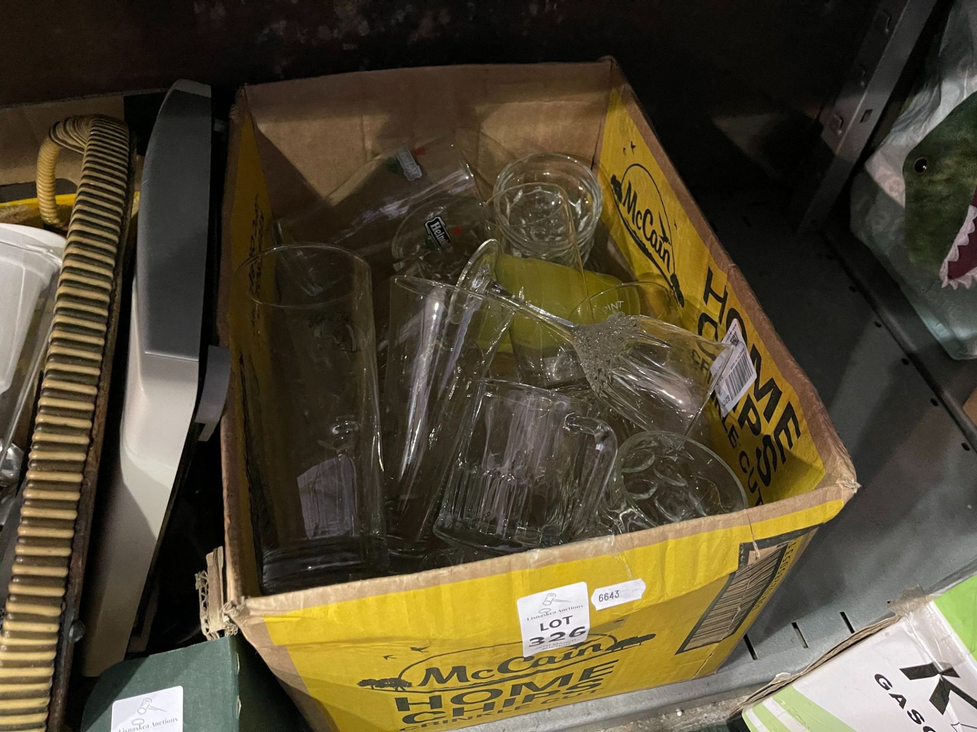 BOX OF GLASSWARE