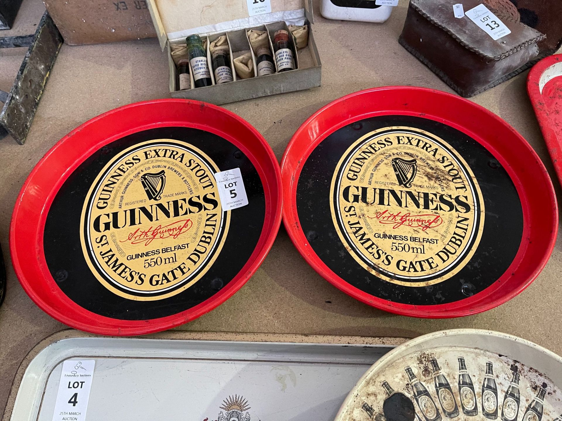 PAIR OF GUINNESS TIN PUB TRAYS