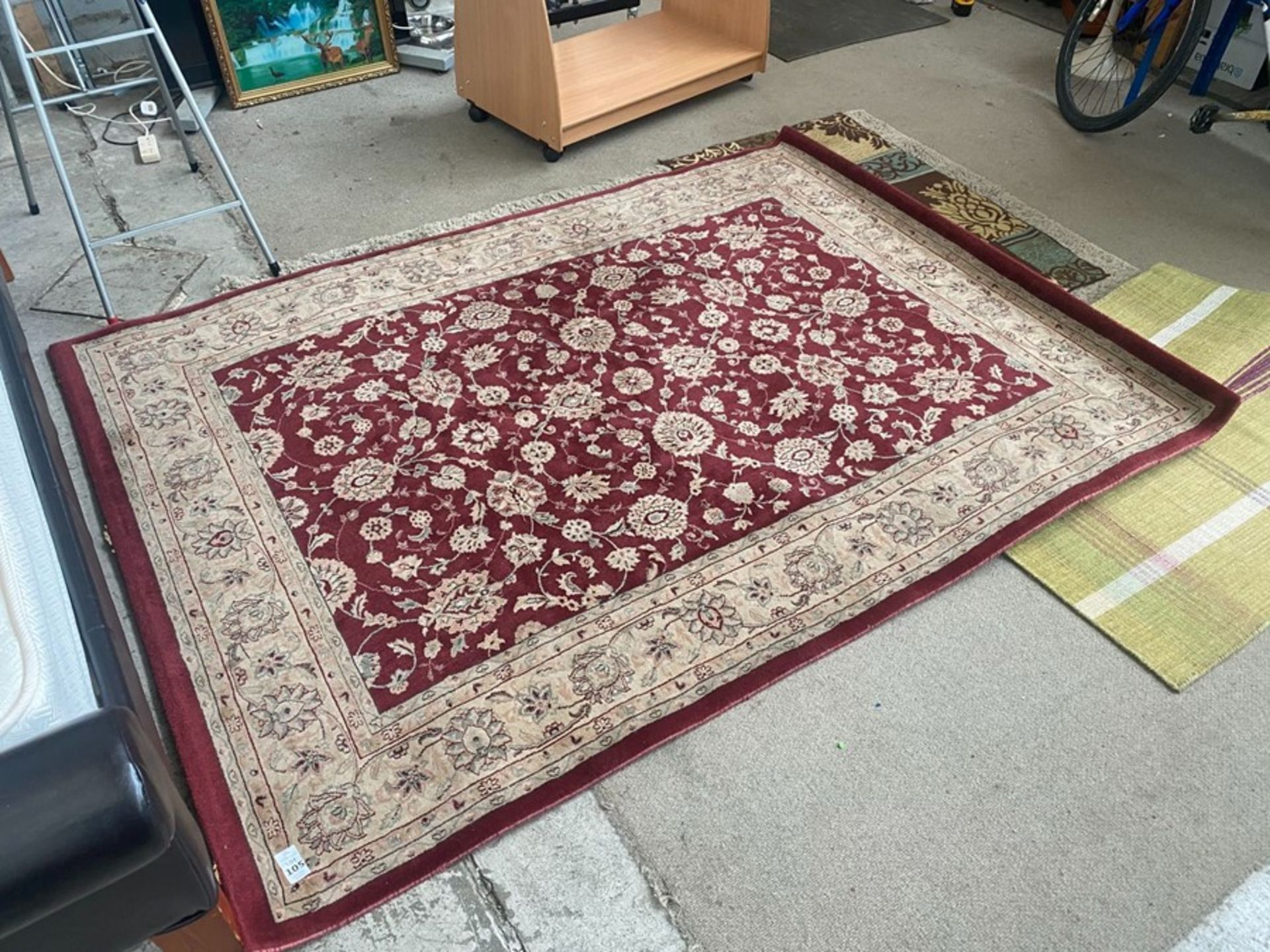 LARGE CLEAN RED PATTERNED RUG