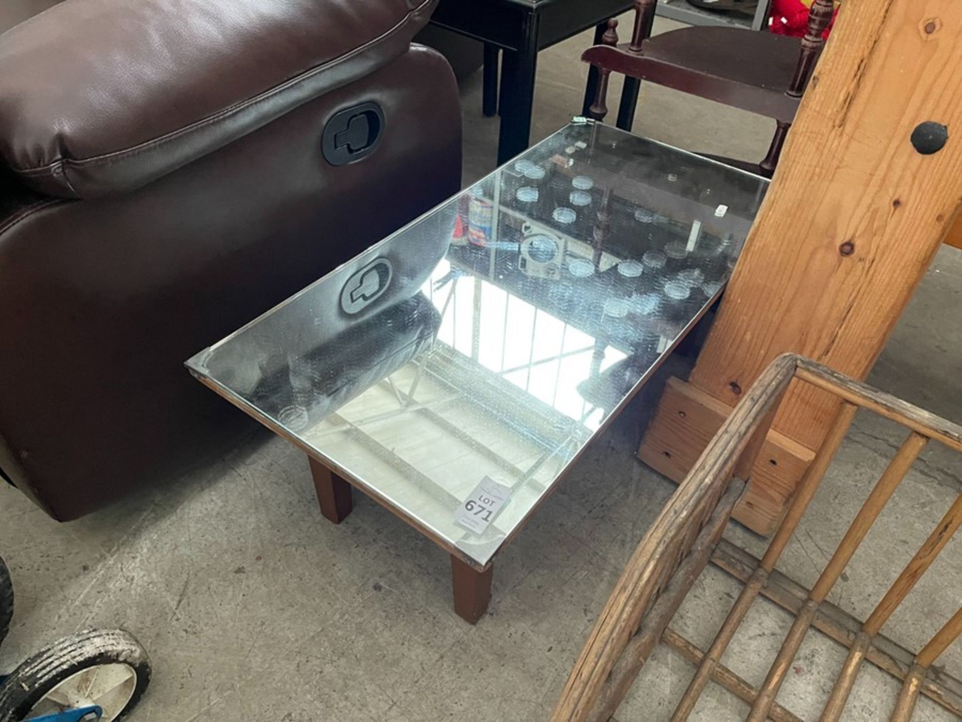 MIRROR TOPPED COFFEE TABLE