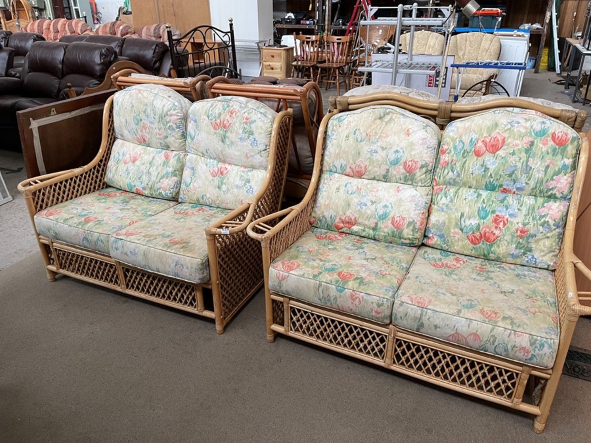 2X 2-SEATER BAMBOO CONSERVATORY CHAIRS