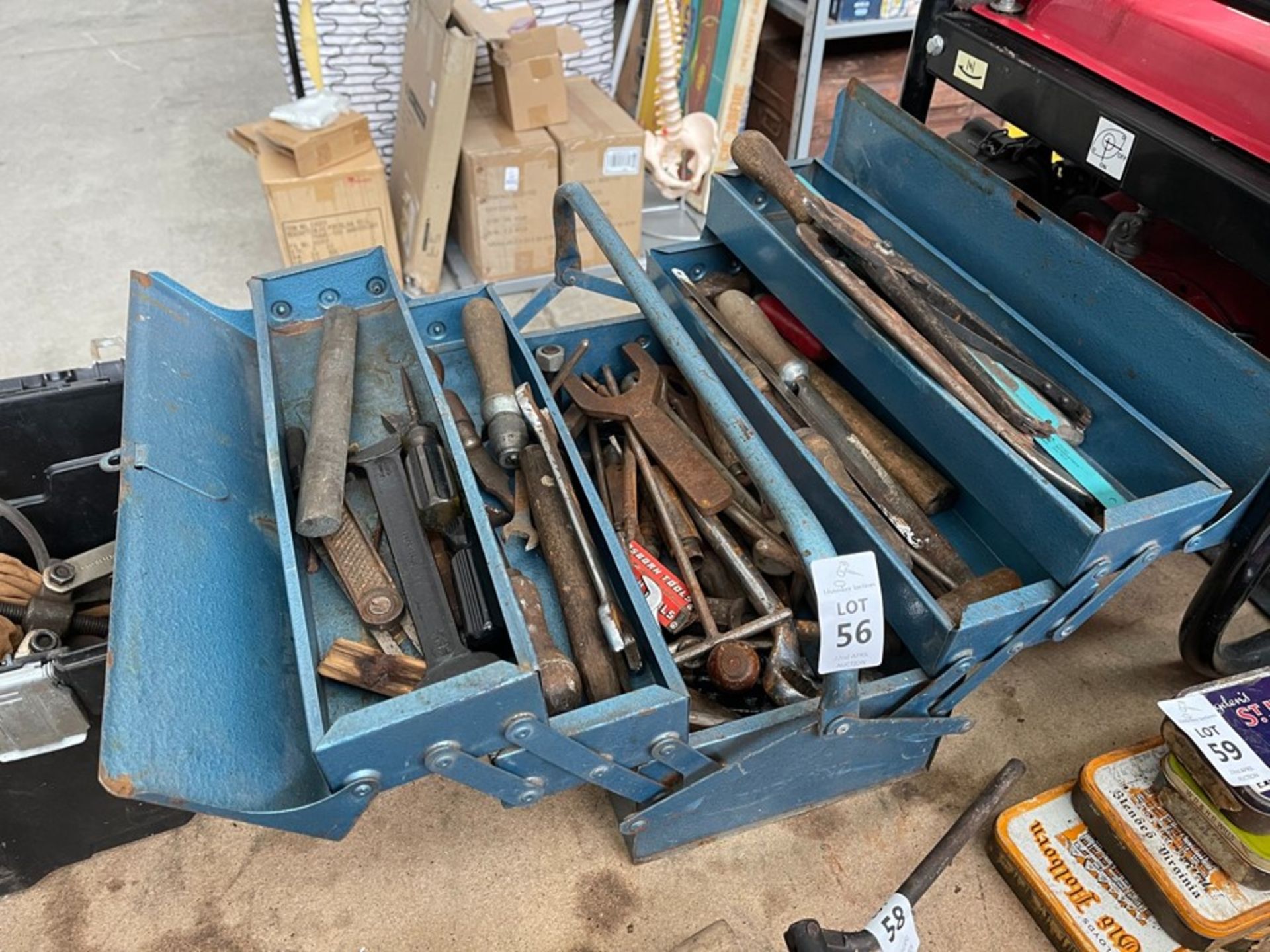 TOOLBOX FILLED WITH ASSORTED TOOLS