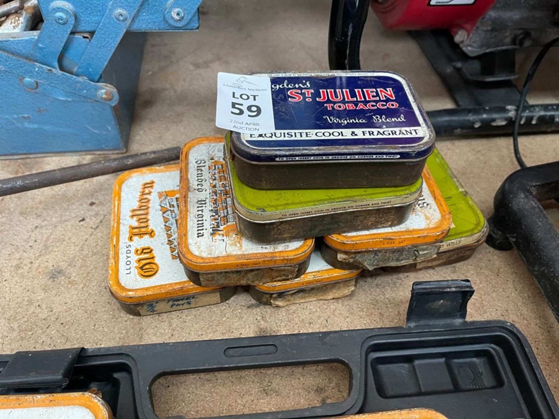 7X VINTAGE TOBACCO TINS FILLED WITH NAILS