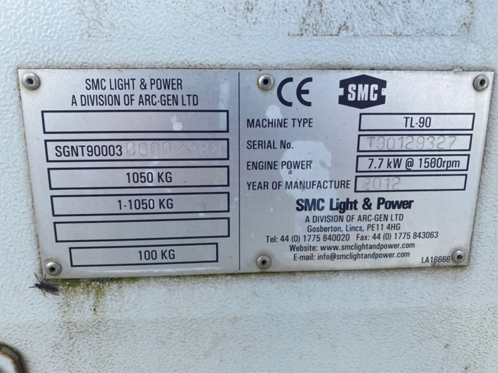 2012 SMC TL-90 LIGHT TOWER (FULLY WORKING) (PLUS VAT ON HAMMER BID) - Image 2 of 5