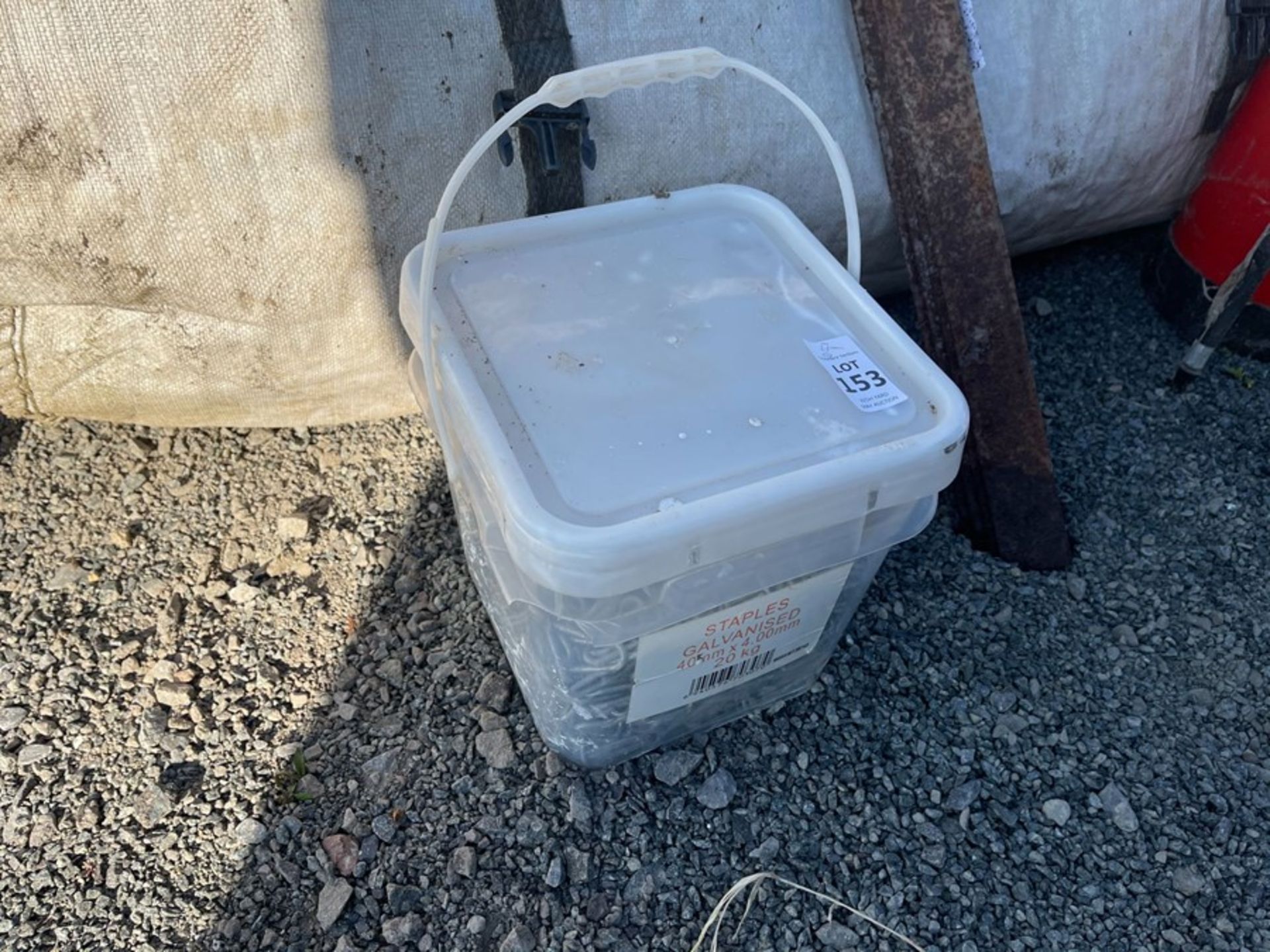 TUB OF GALVANISED STAPLES