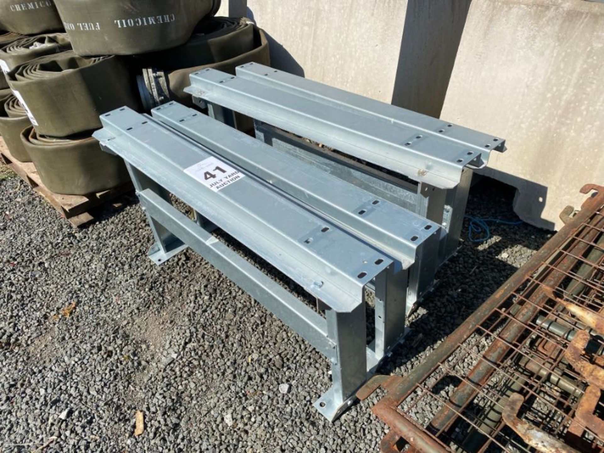 4 X GALVANIZED STEEL SUPPORTS/LEGS (HAMMER VAT ON THIS ITEM)