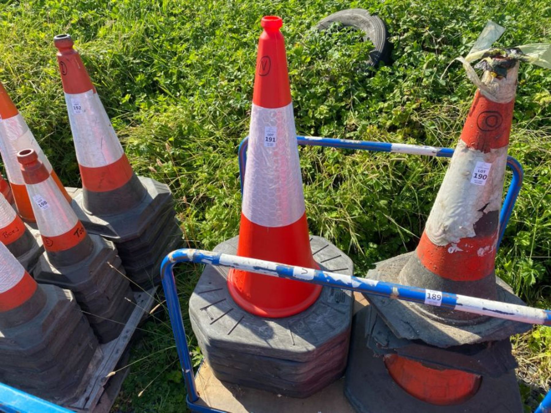 STACK OF TRAFFIC CONES (N) (HAMMER VAT ON THIS ITEM)