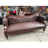 ANTIQUE VICTORIAN STYLE FAUX LEATHER COUCH