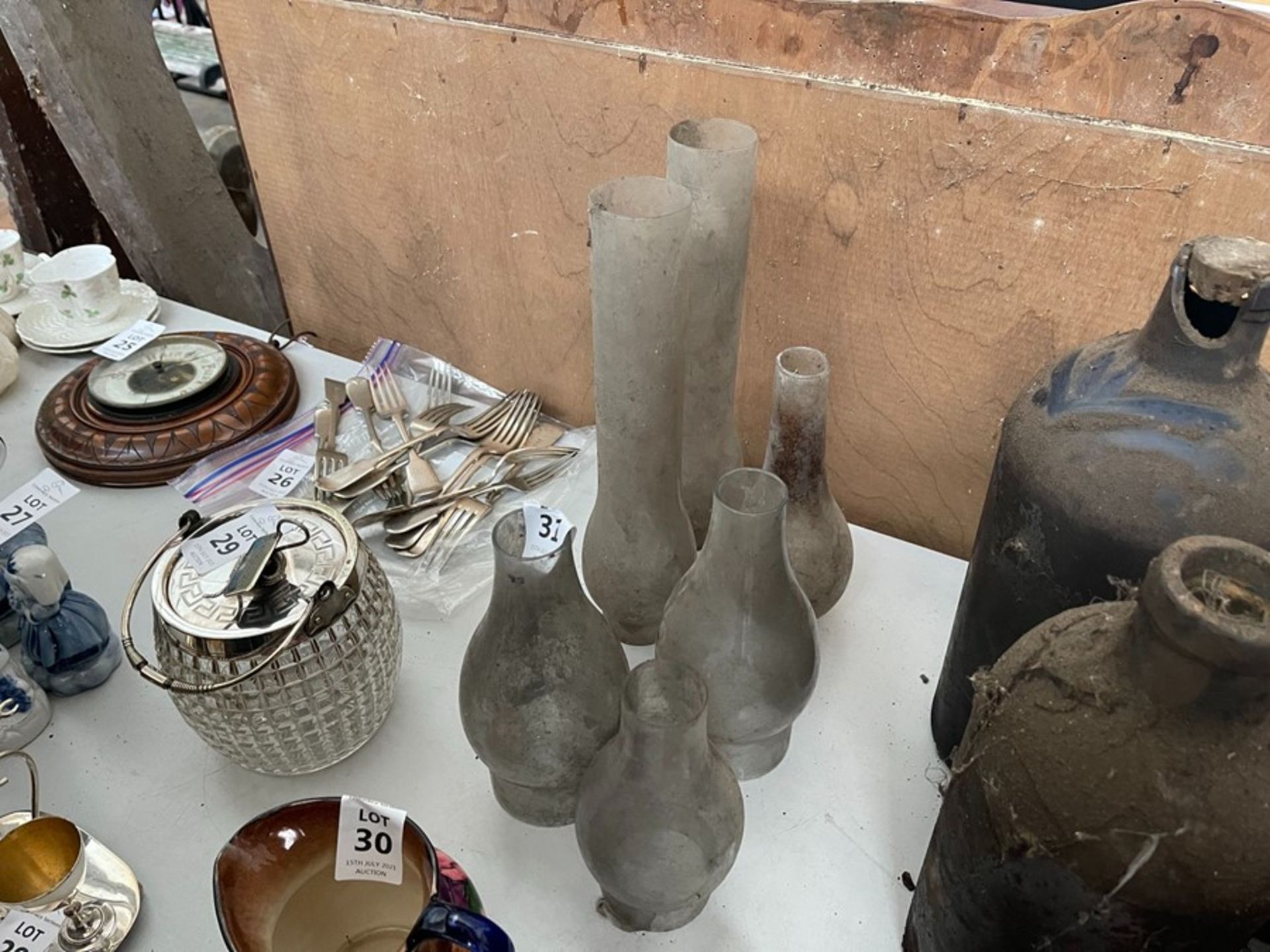 6X ASSORTED OIL LAMP CHIMNEYS