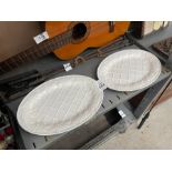 PAIR OF WHITE DECORATIVE PLATTERS