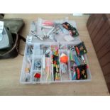 FISHING BOX WITH LARGE AMOUNT OF FISHING GEAR