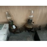 PAIR OF WALL HANGING OIL LAMPS