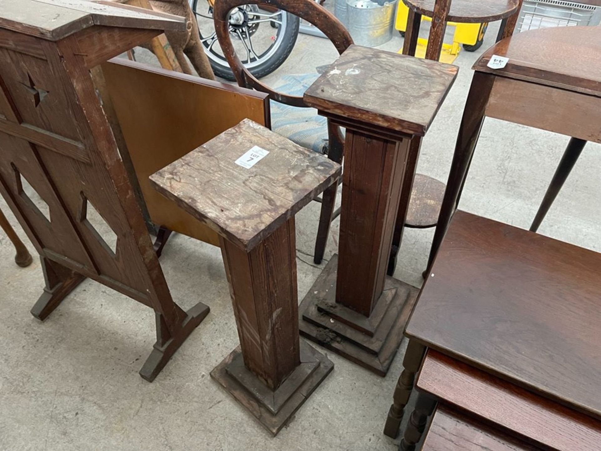 PAIR OF OLD WOODEN POT STANDS